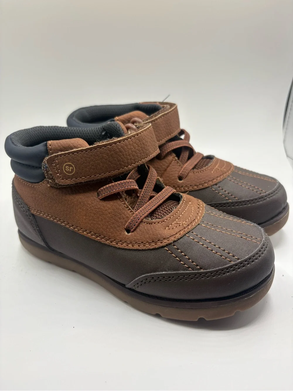 Stride Rite Brown & Dark Brown Kids High-Top Boots with Hook-and-Loop Strap